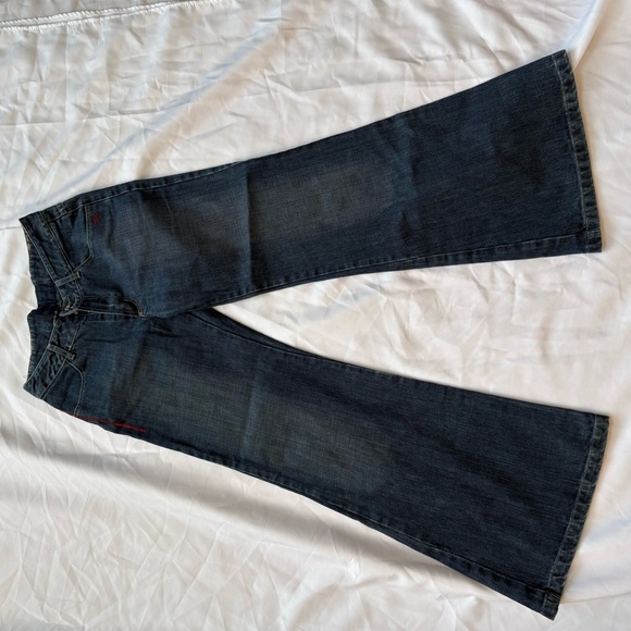 Dark Blue Flared Jeans - Picture 4 of 11